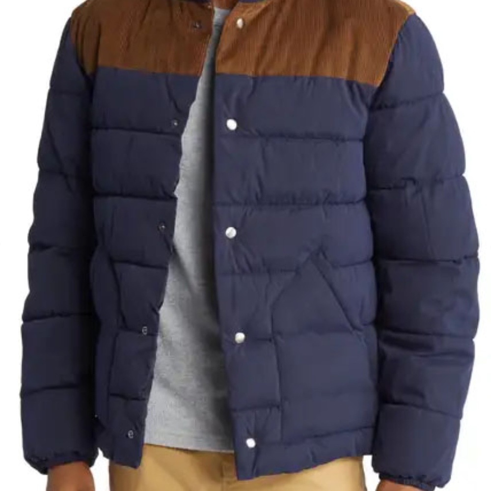 Treasure & Bond Water Resistant PUFFYQuilted Jacket with Corduroy Trim Men's XXL